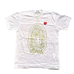 Comme des Garcons White Tee with Gold Graphic